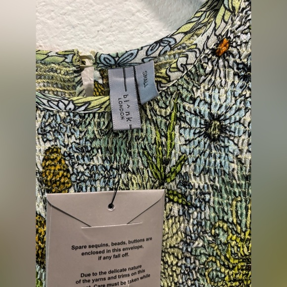 NWT blank london green floral blouse, size S - Picture 5 of 8